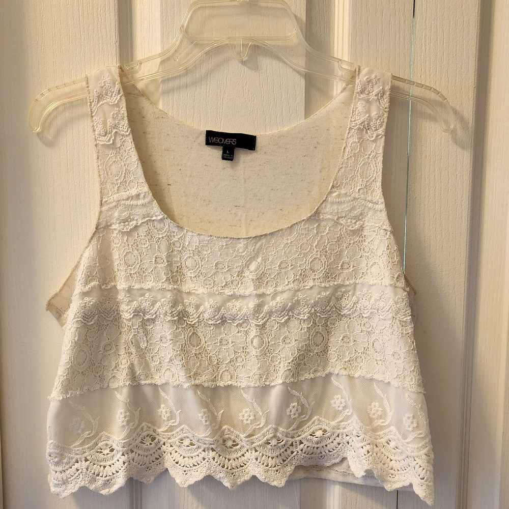 White Lace Crop Top